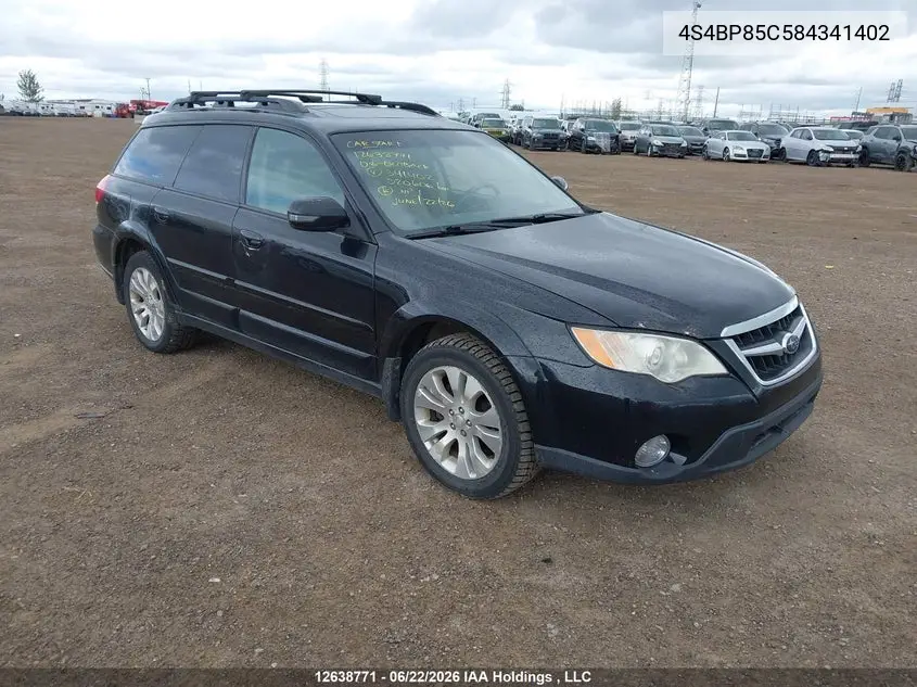 2008 Subaru Outback 3.0R VIN: 4S4BP85C584341402 Lot: 12638771