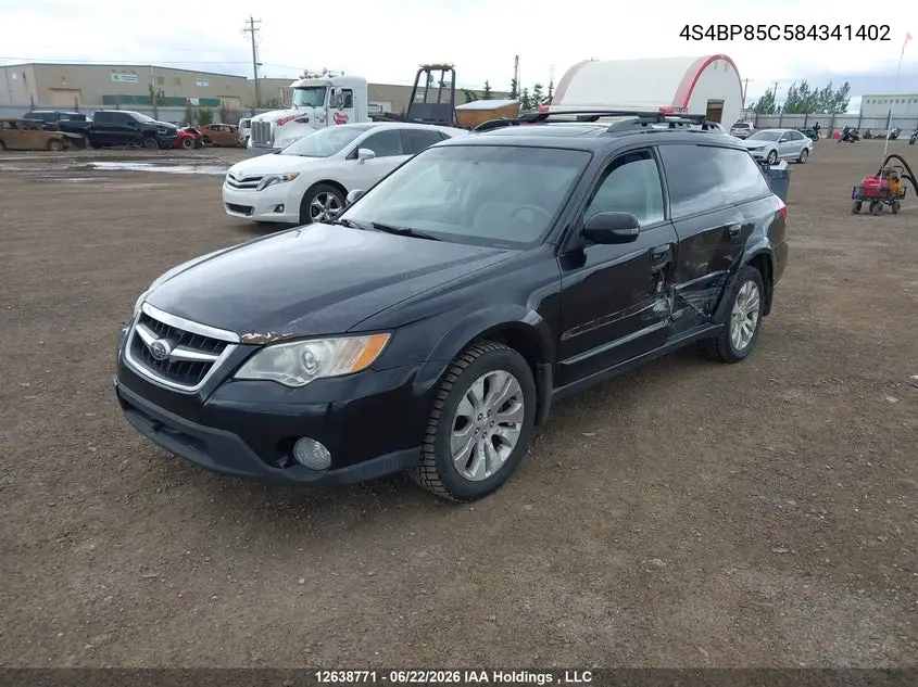 2008 Subaru Outback 3.0R VIN: 4S4BP85C584341402 Lot: 12638771
