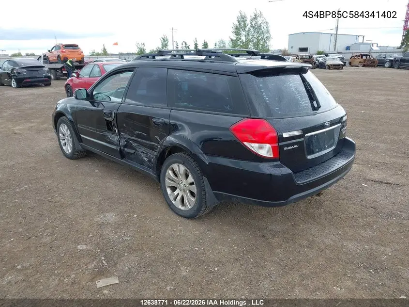2008 Subaru Outback 3.0R VIN: 4S4BP85C584341402 Lot: 12638771