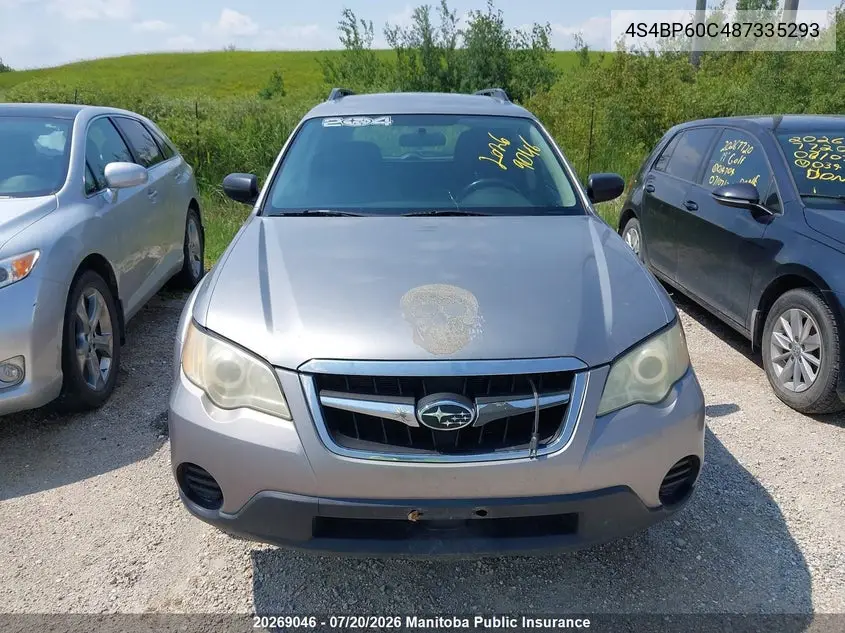 2008 Subaru Outback 2.5I VIN: 4S4BP60C487335293 Lot: 20269046