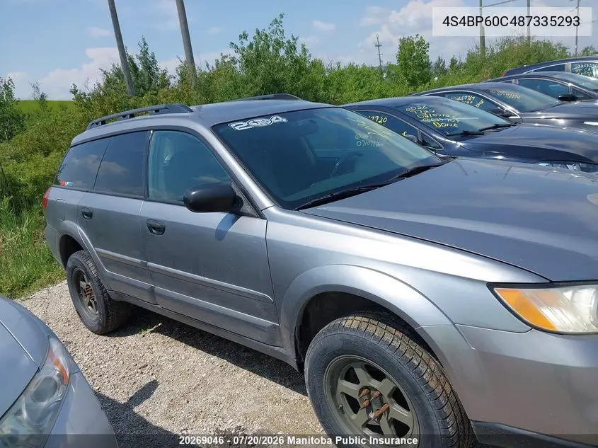 2008 Subaru Outback 2.5I VIN: 4S4BP60C487335293 Lot: 20269046
