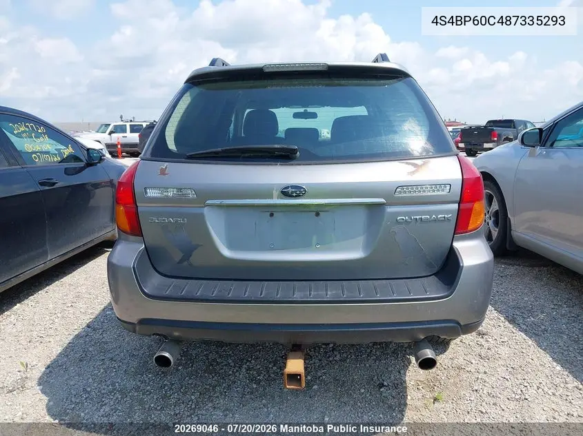 2008 Subaru Outback 2.5I VIN: 4S4BP60C487335293 Lot: 20269046