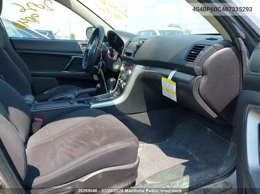 2008 Subaru Outback 2.5I VIN: 4S4BP60C487335293 Lot: 20269046