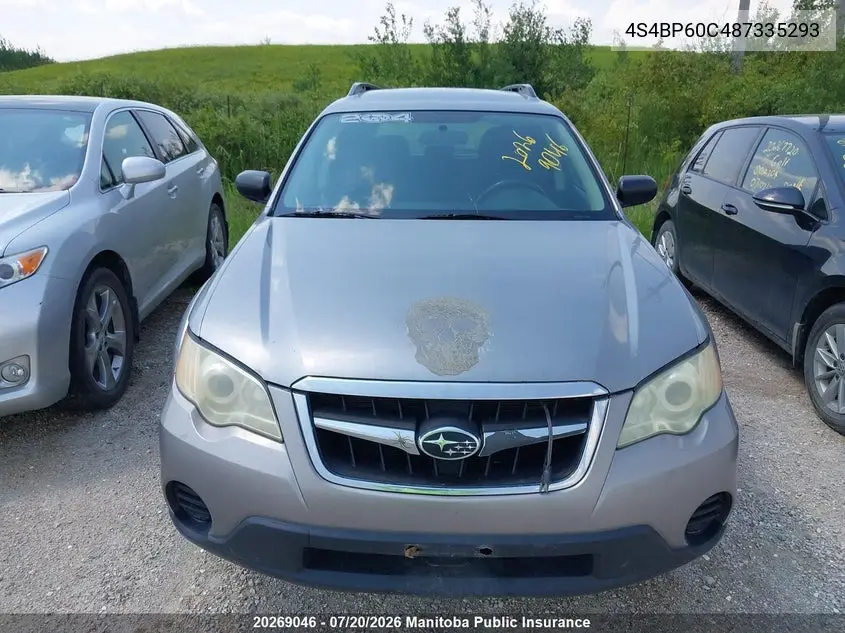 2008 Subaru Outback 2.5I VIN: 4S4BP60C487335293 Lot: 20269046