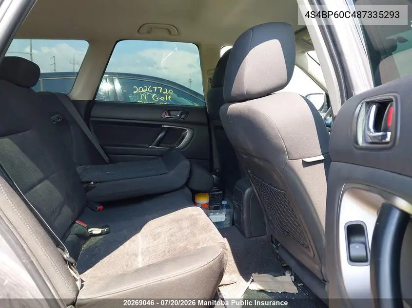 2008 Subaru Outback 2.5I VIN: 4S4BP60C487335293 Lot: 20269046