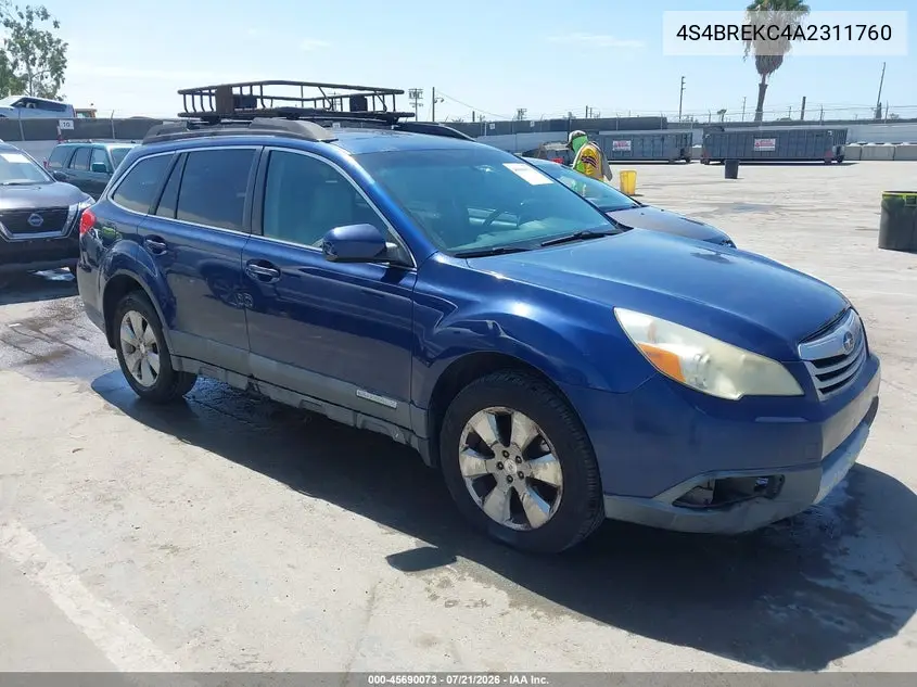 2010 Subaru Outback 3.6R Limited VIN: 4S4BREKC4A2311760 Lot: 45690073