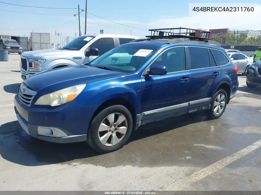 2010 Subaru Outback 3.6R Limited VIN: 4S4BREKC4A2311760 Lot: 45690073