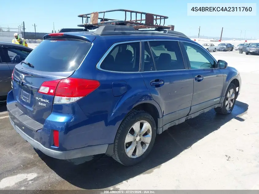 2010 Subaru Outback 3.6R Limited VIN: 4S4BREKC4A2311760 Lot: 45690073