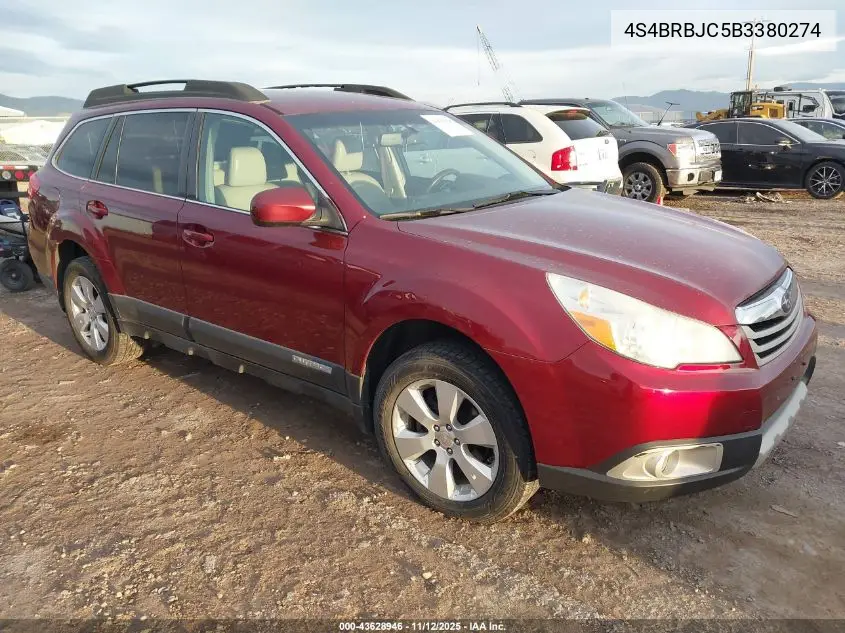4S4BRBJC5B3380274 2011 Subaru Outback 2.5I Limited