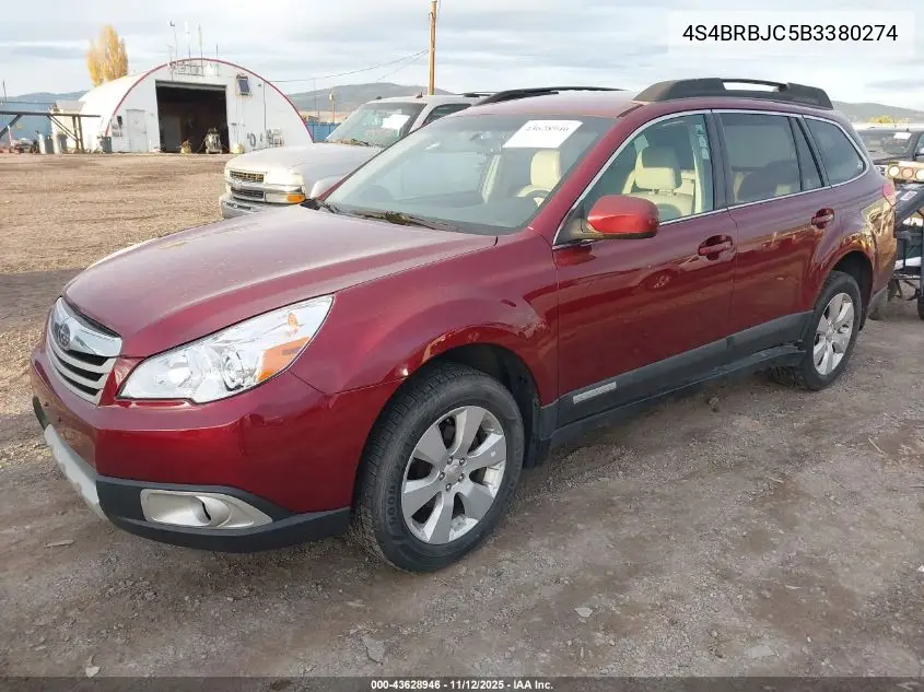 4S4BRBJC5B3380274 2011 Subaru Outback 2.5I Limited