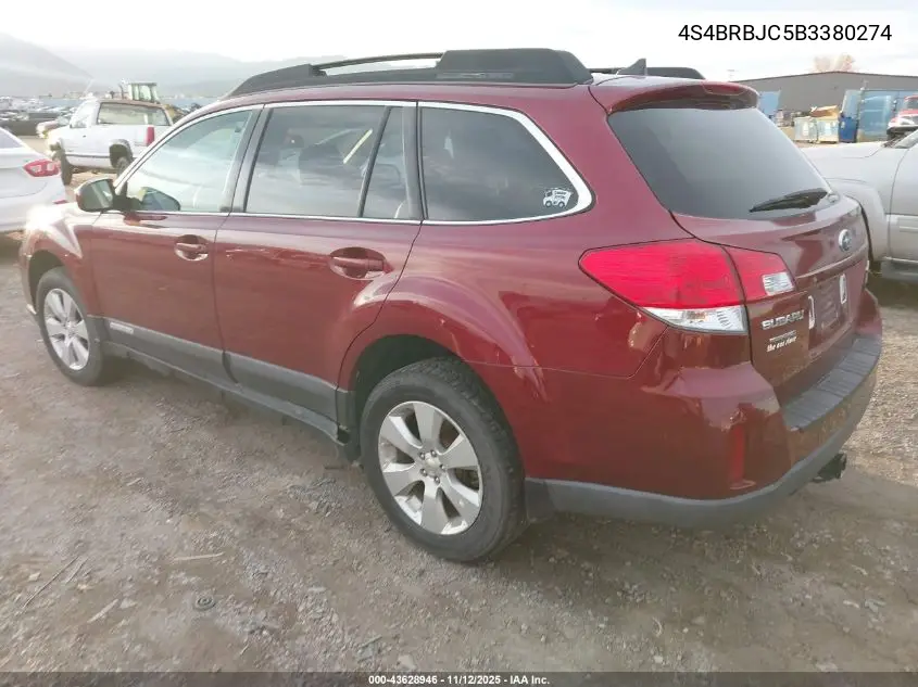 4S4BRBJC5B3380274 2011 Subaru Outback 2.5I Limited