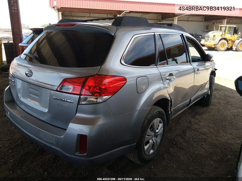 2011 Subaru Outback 2.5I VIN: 4S4BRBAC9B3419321 Lot: 45321296
