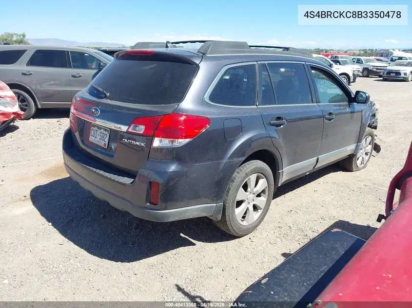 2011 Subaru Outback 2.5I Limited VIN: 4S4BRCKC8B3350478 Lot: 45413369