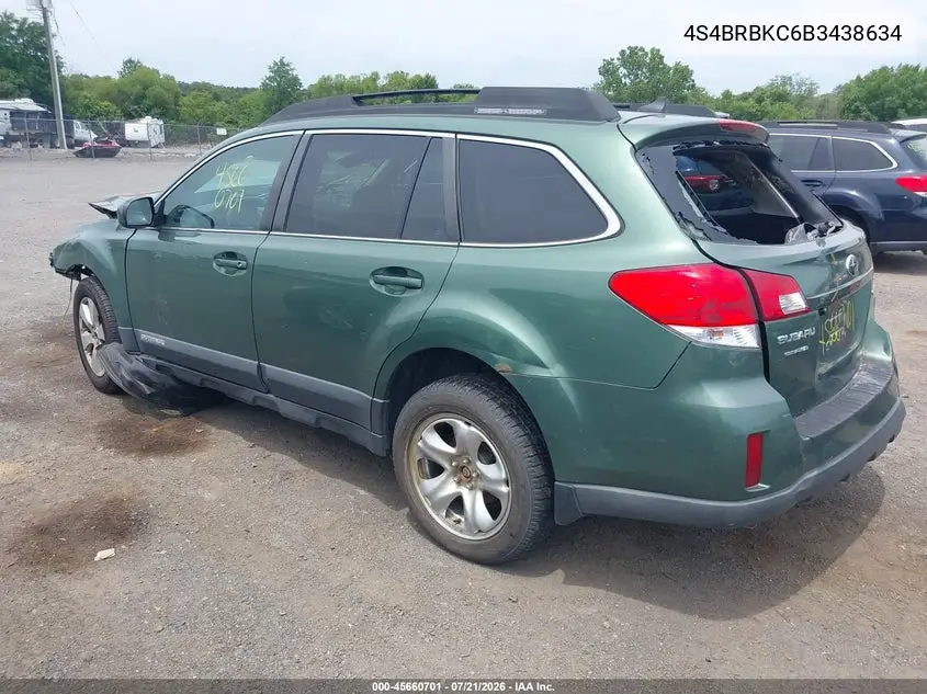 2011 Subaru Outback 2.5I Limited VIN: 4S4BRBKC6B3438634 Lot: 45660701