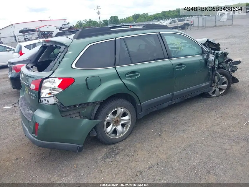 2011 Subaru Outback 2.5I Limited VIN: 4S4BRBKC6B3438634 Lot: 45660701
