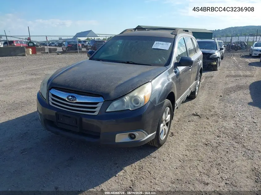2012 Subaru Outback 2.5I Premium VIN: 4S4BRBCC4C3236908 Lot: 45368725