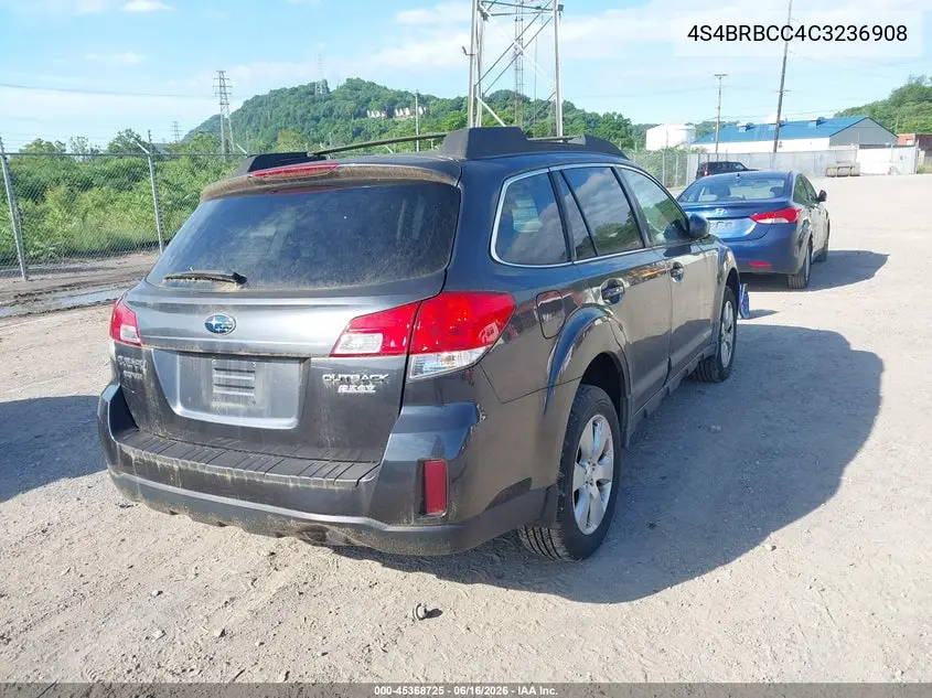 2012 Subaru Outback 2.5I Premium VIN: 4S4BRBCC4C3236908 Lot: 45368725