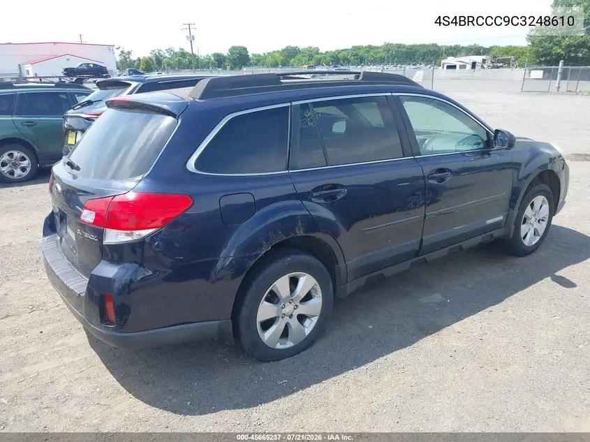 2012 Subaru Outback 2.5I Premium VIN: 4S4BRCCC9C3248610 Lot: 45665237