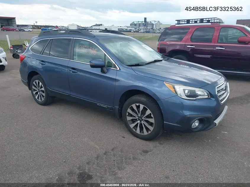 2015 Subaru Outback 2.5I Limited VIN: 4S4BSBLC3F3325362 Lot: 45453908