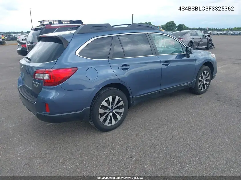 2015 Subaru Outback 2.5I Limited VIN: 4S4BSBLC3F3325362 Lot: 45453908