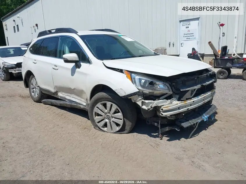 2015 Subaru Outback 2.5I Premium VIN: 4S4BSBFC5F3343874 Lot: 45492615