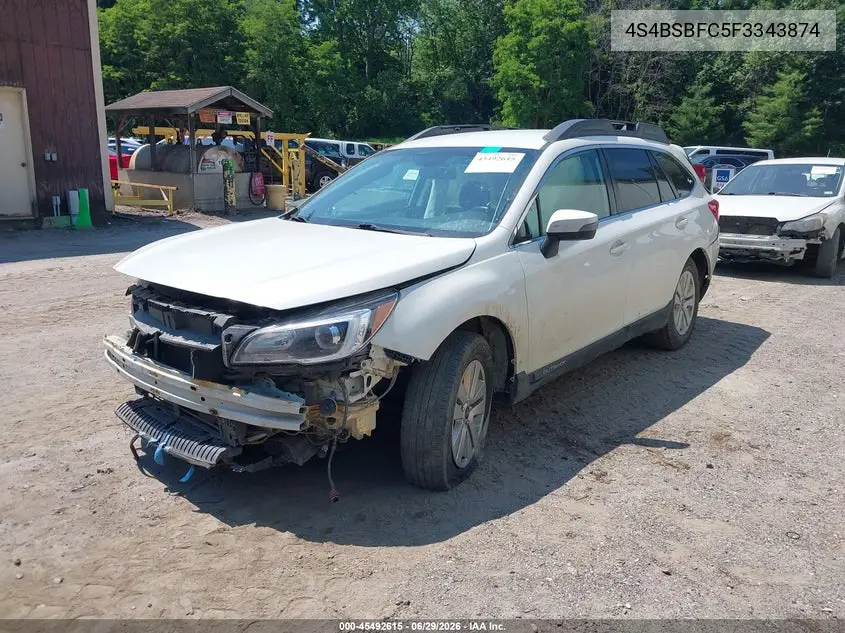 2015 Subaru Outback 2.5I Premium VIN: 4S4BSBFC5F3343874 Lot: 45492615