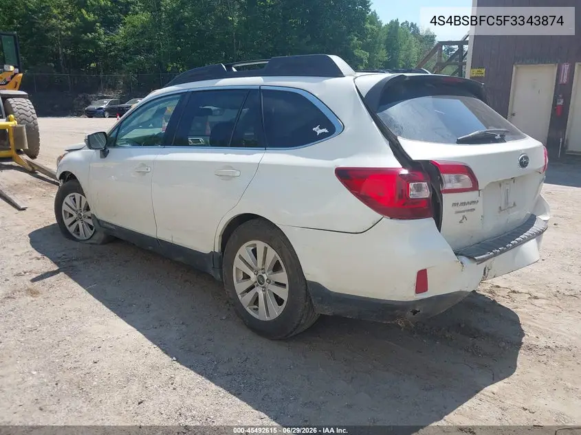 2015 Subaru Outback 2.5I Premium VIN: 4S4BSBFC5F3343874 Lot: 45492615