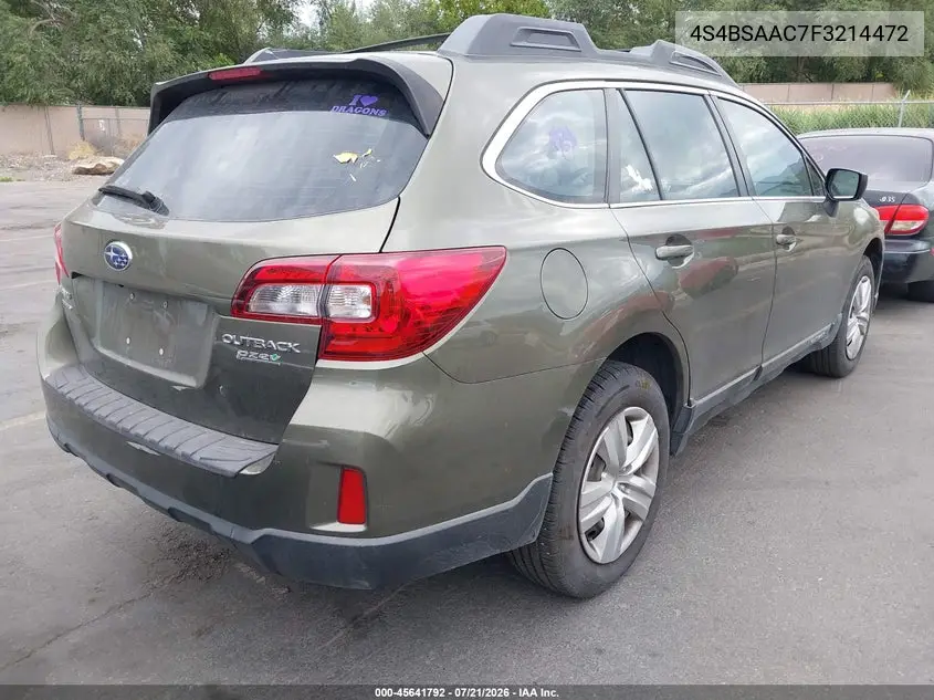 2015 Subaru Outback 2.5I VIN: 4S4BSAAC7F3214472 Lot: 45641792