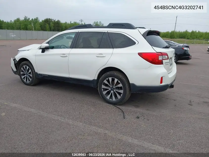2016 Subaru Outback 2.5I Limited Package VIN: 4S4BSCNC4G3202741 Lot: 12639563