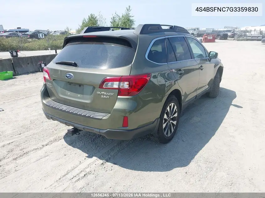 2016 Subaru Outback 3.6R Limited VIN: 4S4BSFNC7G3359830 Lot: 12656245