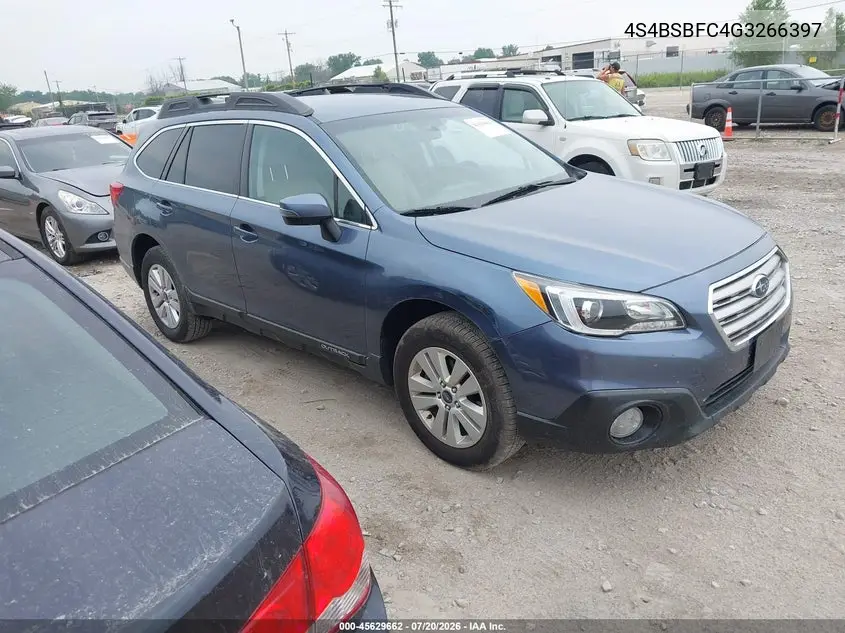 2016 Subaru Outback 2.5I Premium VIN: 4S4BSBFC4G3266397 Lot: 45629662