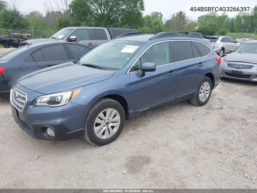 2016 Subaru Outback 2.5I Premium VIN: 4S4BSBFC4G3266397 Lot: 45629662