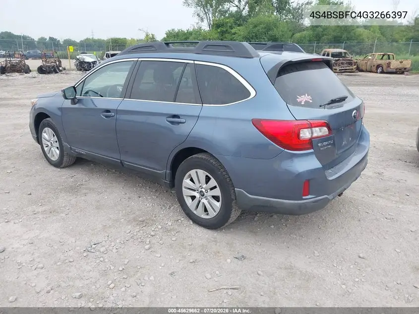 2016 Subaru Outback 2.5I Premium VIN: 4S4BSBFC4G3266397 Lot: 45629662