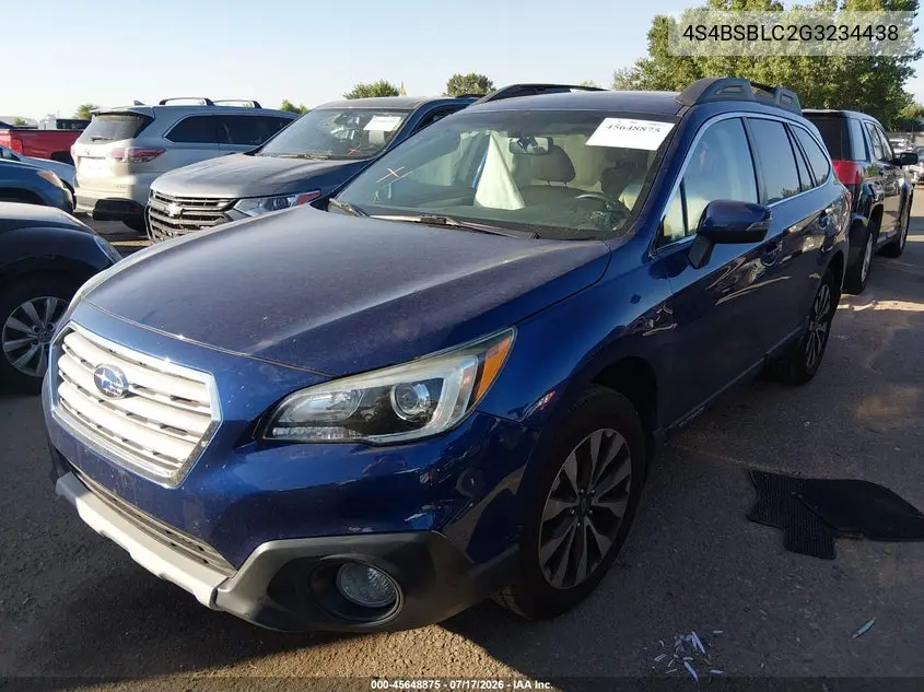 2016 Subaru Outback 2.5I Limited VIN: 4S4BSBLC2G3234438 Lot: 45648875