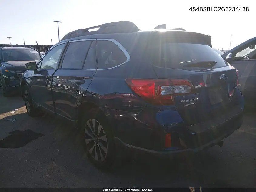 2016 Subaru Outback 2.5I Limited VIN: 4S4BSBLC2G3234438 Lot: 45648875