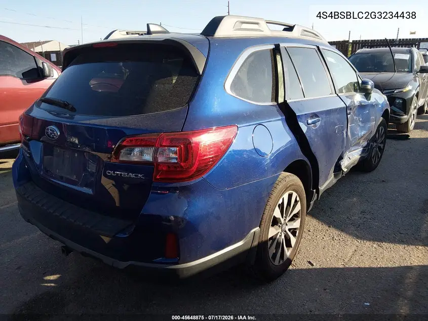 2016 Subaru Outback 2.5I Limited VIN: 4S4BSBLC2G3234438 Lot: 45648875