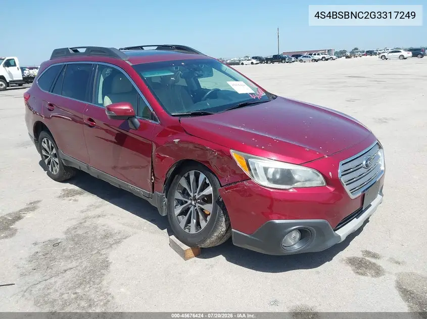 2016 Subaru Outback 2.5I Limited VIN: 4S4BSBNC2G3317249 Lot: 45676424