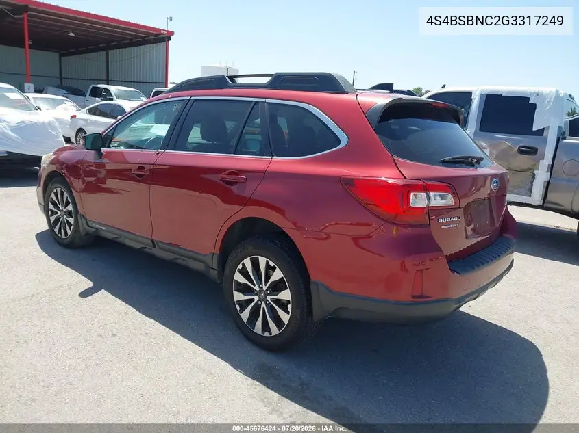 2016 Subaru Outback 2.5I Limited VIN: 4S4BSBNC2G3317249 Lot: 45676424