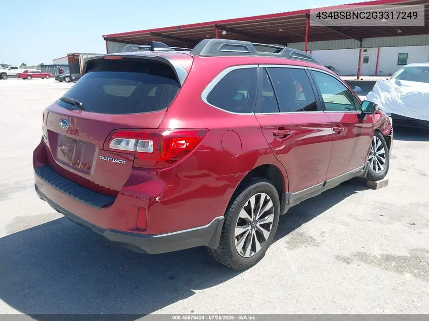 2016 Subaru Outback 2.5I Limited VIN: 4S4BSBNC2G3317249 Lot: 45676424