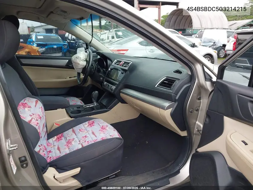 2016 Subaru Outback 2.5I Premium VIN: 4S4BSBDC5G3214215 Lot: 45689100