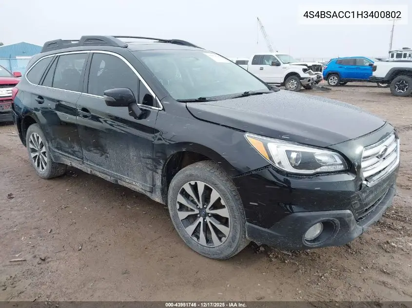 4S4BSAKC9H3247569 2017 Subaru Outback 2.5I Limited
