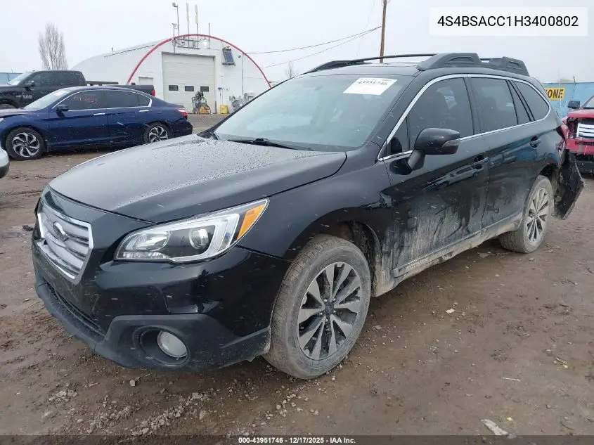 4S4BSAKC9H3247569 2017 Subaru Outback 2.5I Limited