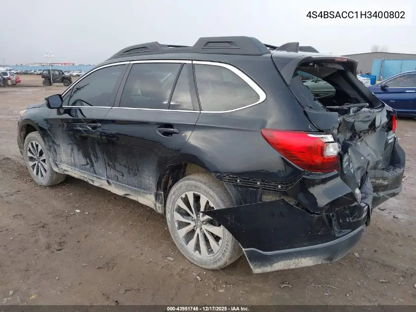 4S4BSAKC9H3247569 2017 Subaru Outback 2.5I Limited