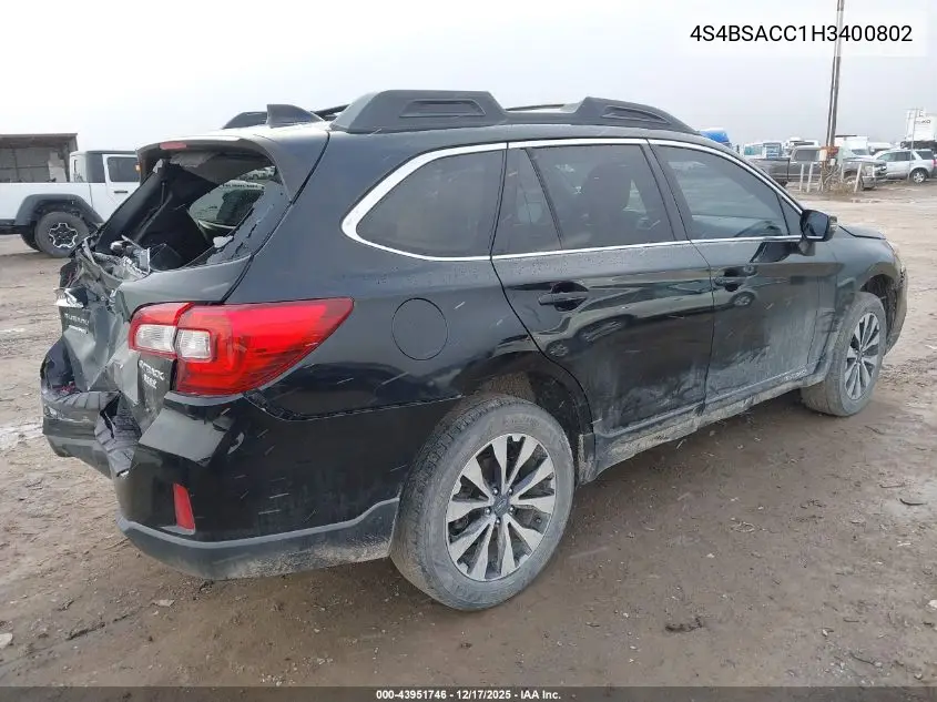 4S4BSAKC9H3247569 2017 Subaru Outback 2.5I Limited