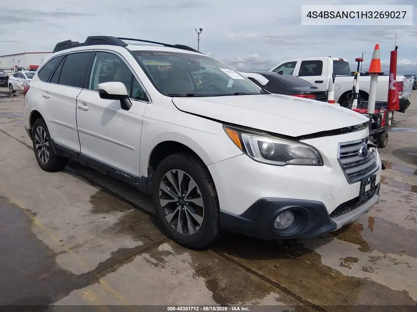 2017 Subaru Outback 2.5I Limited VIN: 4S4BSANC1H3269027 Lot: 45381712