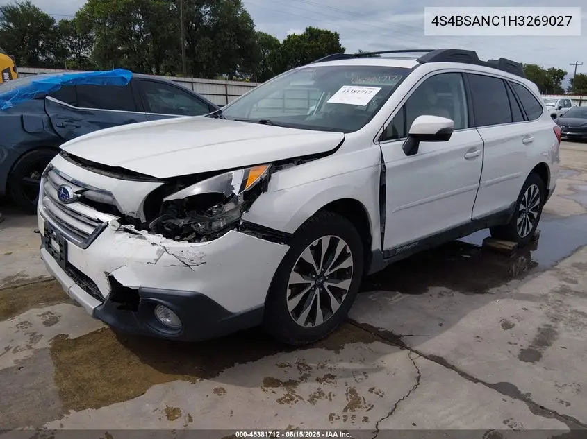 2017 Subaru Outback 2.5I Limited VIN: 4S4BSANC1H3269027 Lot: 45381712