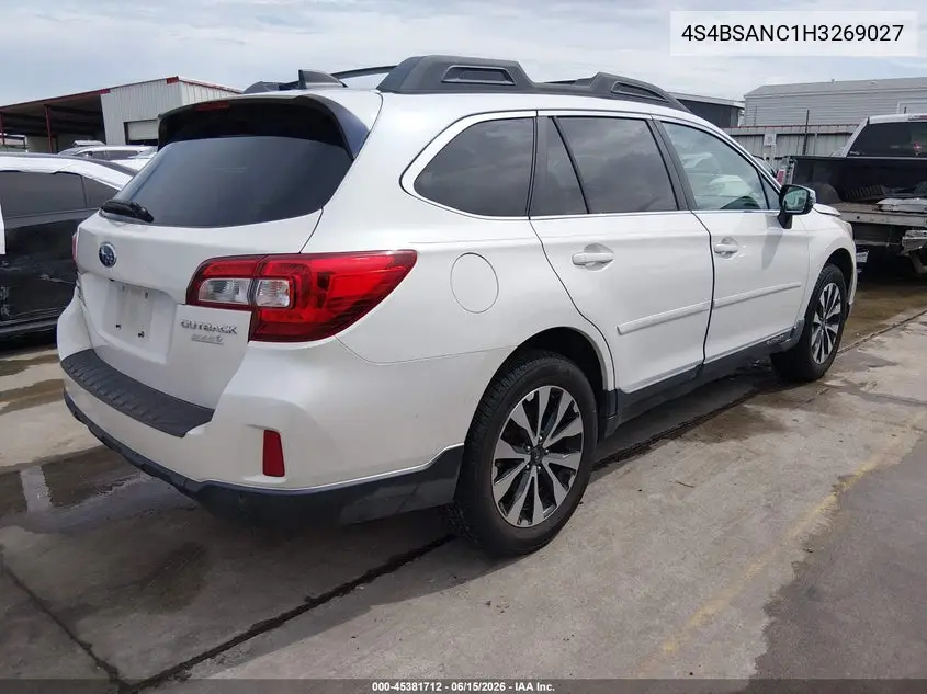 2017 Subaru Outback 2.5I Limited VIN: 4S4BSANC1H3269027 Lot: 45381712