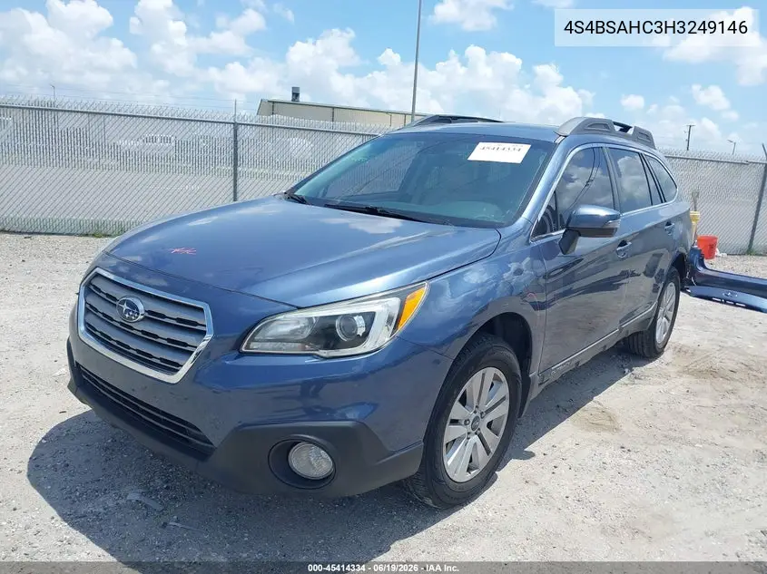 2017 Subaru Outback 2.5I Premium VIN: 4S4BSAHC3H3249146 Lot: 45414334