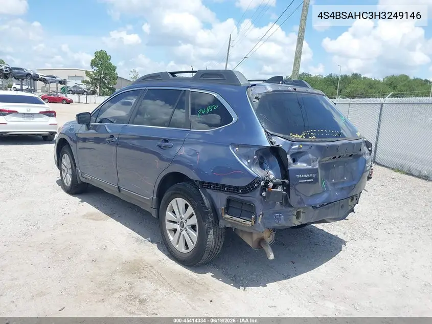 2017 Subaru Outback 2.5I Premium VIN: 4S4BSAHC3H3249146 Lot: 45414334