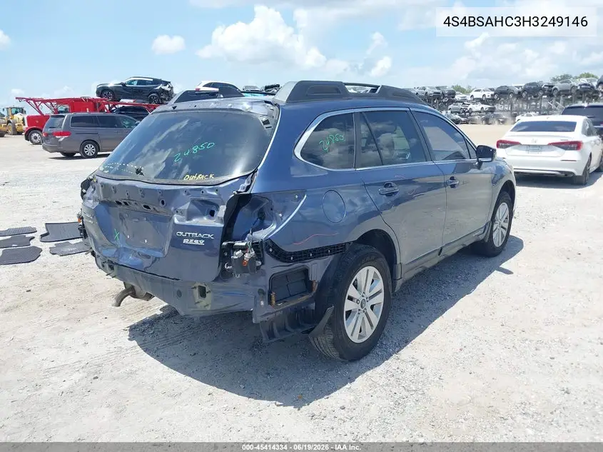 2017 Subaru Outback 2.5I Premium VIN: 4S4BSAHC3H3249146 Lot: 45414334